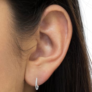 Sterling Silver 1/2ctw Miracle-Set Diamond Double Hoop with Latchback Earrings