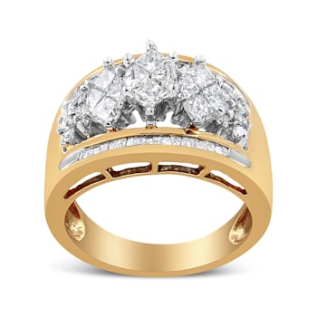 10K Two-tone 1 1/2ctw Pear Shaped 3 Stone Style Diamond Ring Band (H-I
Color, SI1-SI2 Clarity)