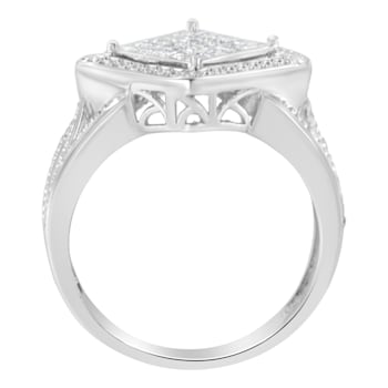 Sterling Silver 2/5ctw Princess Cut Diamond Cluster Composite Ring (H-I
Color, SI1-SI2 Clarity)