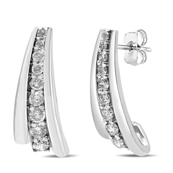 Sterling Silver 1/2 Cttw Round Diamond Graduated Huggie Earrings (I2-I3
Clarity, I-J Color)