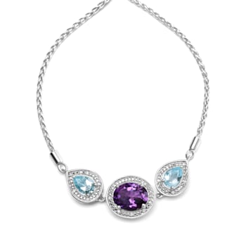 Sterling Silver Amethyst and Blue Topaz with Diamond Accent Lariat
4”-10” Adjustable Bolo Bracelet