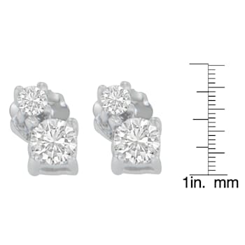14K White Gold 1/2ctw Round Cut Diamond Earrings