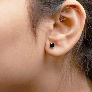 14K White Gold 5/8 Cttw Princess-Cut Treated Black Diamond Stud Earrings
with Push Backs