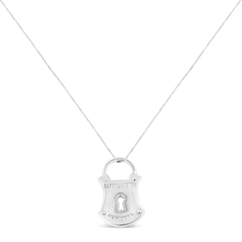 Sterling Silver 1/10 Cttw Diamond Lock Pendant 18" Necklace (H-I
Color, I1-I2 Clarity)
