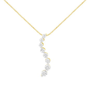 3.00ctw Baguette and Round Brilliant Cut Diamond 14K Yellow Gold Pendant
with Chain