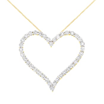 10k Yellow Gold Over Sterling Silver 3.0ctw Diamond Open Heart Pendant
w\chain 18"