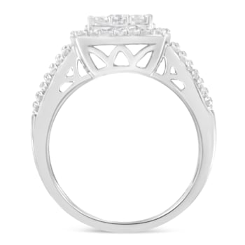 10K White Gold Diamond Cluster Ring (1 Cttw, H-I Color, I1-I2 Clarity) -
Size 7
