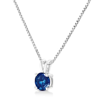 14K White Gold 1/2ctw Lab Grown Blue Diamond Solitaire Pendant
w\chain(Blue Color, VVS2-VS1 Clarity)