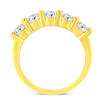 14K Yellow Gold Over Sterling Silver 1 1/2ctw Round Diamond Band Ring
(K-L Color, SI2-I1 Clarity)
