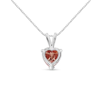 IGI Certified 14K White Gold 1.00ctw Lab Grown Pink Heart Diamond
Solitaire 18" Pendant w\chain