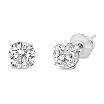 IGI Certified 14K White Gold 1 1/2 Cttw Round Diamond Solitaire Stud
Earrings with Screwbacks