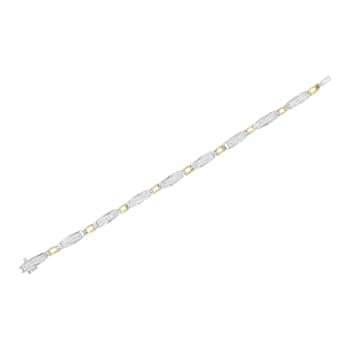 14K Two-Tone Gold 2.0ctw Princess Cut Diamond Tapered and Equal Sign
Link Bracelet