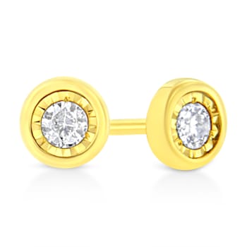 10K Yellow Gold Over Sterling Silver 1/10ctw Miracle-Set Diamond Circle
Shape Stud Earrings
