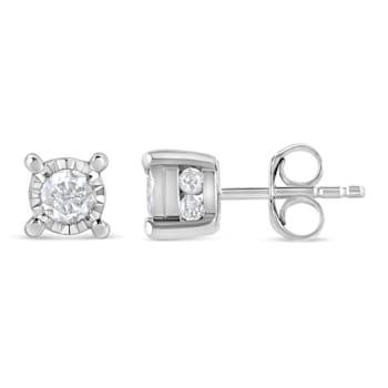 Sterling Silver 1.0ctw Round Brilliant-Cut Diamond Miracle-Set Solitaire
Stud Earrings