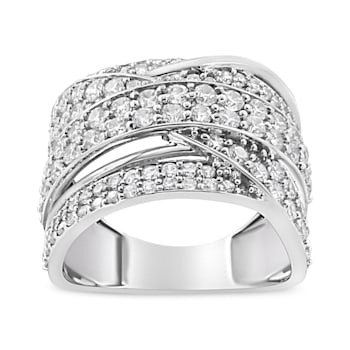 Sterling Silver 2.0ctw Round Diamond  Bypass Band Ring (I-J Color, I2-I3 Clarity)