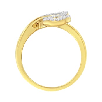 10K Yellow Gold 3/8ctw Round and Baguette-Cut Diamond Leaf Cocktail Ring
(I-J Color, I1-I2 Clarity)