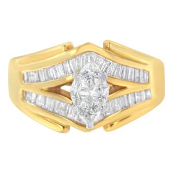 14K Yellow Gold Diamond Cocktail Ring (1 cttw, H-I Color, SI1-SI2 Clarity)