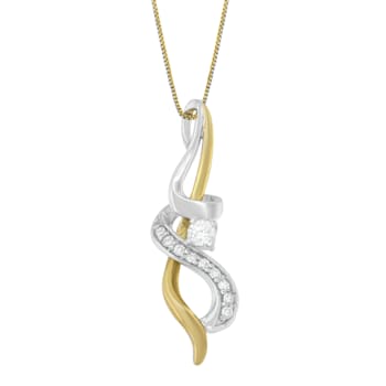 10K Two-tone Gold Espira 1/5ctw Diamond Intertwined Swirl Pendant
w\chain(J-K, I1-I2)