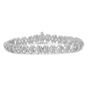 Sterling Silver rose-cut Diamond X-Link Bracelet (1 cttw, I-J Color,
I2-I3 Clarity)
