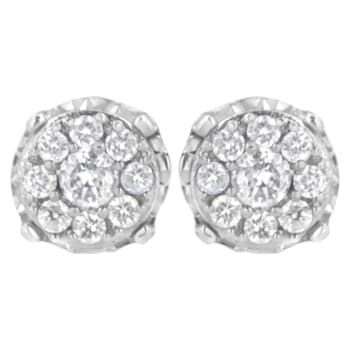 Sterling Silver 1/3 cttw Lab-Grown Diamond Cluster Earring (F-G Color,
VS2-SI1 Clarity)