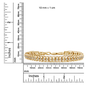 10K Yellow Gold Over Sterling Silver 1/2 Cttw Diamond Double-Link Tennis Bracelet