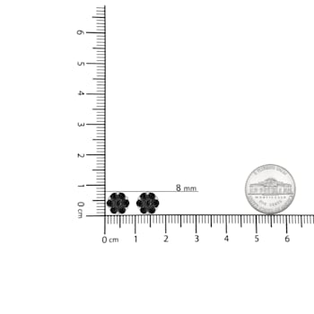 Sterling Silver 1/4ctw Black Color Treated Diamond Cluster Flower Stud Earrings