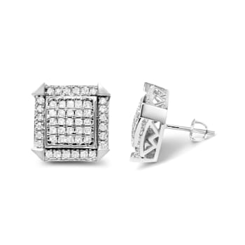 10K White Gold 1.0 Cttw Diamond  Composite with Halo Stud Earrings (H-I
Color, I1-I2 Clarity)