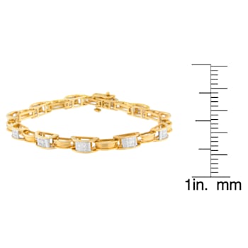 14K Yellow Gold 1.0ctw Princess Cut Diamond Chain Link Bracelet