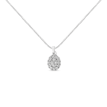 Sterling Silver 1 1/2ctw Diamond Oval Cluster Pendant w\chain(I-J Color,
I2-I3 Clarity) - 18"