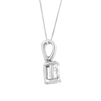 AGS Certified 14K White Gold 1/3ctw Diamond Oval 18" Pendant
w\chain(H-I Color, VS1-VS2 Clarity)