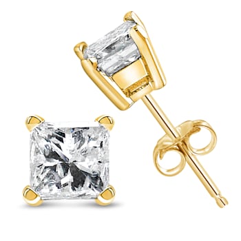 IGI Certified 14k Yellow Gold 1/2 cttw Princess-Cut Solitaire Diamond
Push Back Stud Earrings