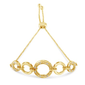 10K Yellow Gold Over Sterling Silver Diamond Accent Graduated Infinity
Open Circle Adjustable Bolo