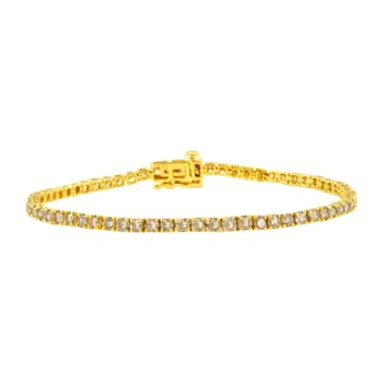 14K Yellow Gold 4.0ctw Round Diamond Prong Set Classic Tennis Bracelet