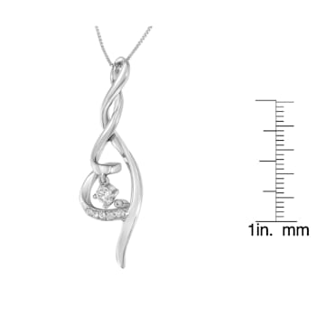 Espira 10K White Gold 1/10 cttw Diamond Swirl Pendant Necklace (I-J, I1-I2)