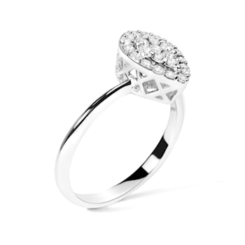 Sterling Silver 3/8 Cttw Lab Grown Diamond Cluster and Halo Pear Promise Ring