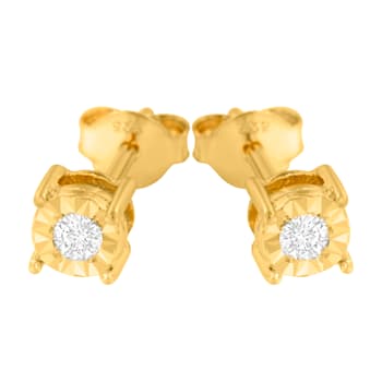 0.10ctw Round Brilliant-Cut Diamond 10K Yellow Gold Over Sterling Silver
Stud Earrings