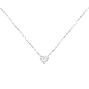 14k White Gold 1/4ctw Lab Grown Heart Shape Diamond Solitaire Necklace
(E-F Color, SI1-SI2 Clarity)