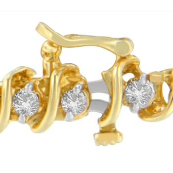 14K Yellow Gold 3.0ctw Round Cut Diamond Spiral Link Bracelet