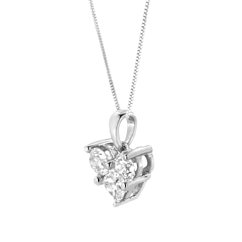 10K White Gold 1.0ctw Mixed Cut Diamond Heart Shaped 18" Pendant
w\chain(H-I Color, SI2-I1 Clarity)
