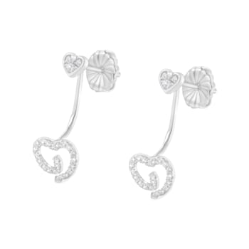 .925 Sterling Silver 1/4 Cttw Diamond Swirl Heart Front/Back Earrings
(I-J Color, I2-I3 Clarity)