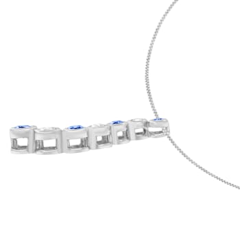 14K White Gold Round Treated Blue Diamond Pendant Necklace (1ctw, H-I
Color, I1-I2 Clarity)