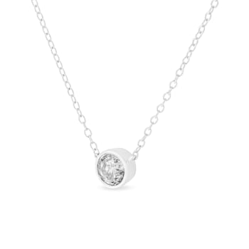 Sterling Silver 1/2 Cttw Diamond Bezel 18" Pendant Necklace (I-J
Color, I2-I3 Clarity)