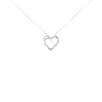 Sterling Silver 1/4ctw Diamond Woven Double Heart 18" Pendant
w\chain(I-J Color, I2-I3 Clarity)