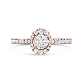 18K Rose Gold 1/2 Cttw Composite Marquise Composite Diamond Oval Halo
Engagement Ring