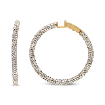 18K Rose Gold 6.90ctw Pave Set Diamond Inside Out Eternity Hoop Earrings