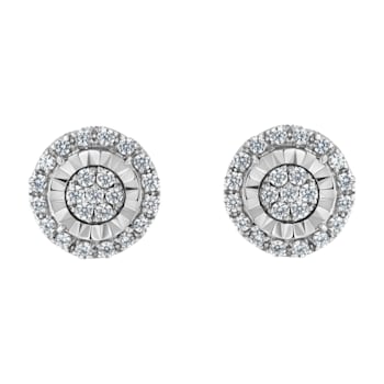 Sterling Silver Diamond Cluster Earrings 1.0ctw