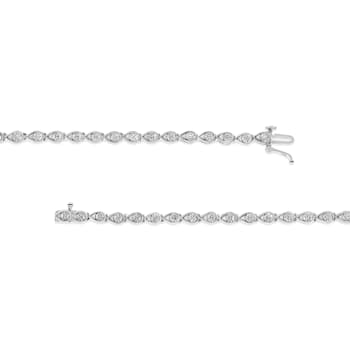 Sterling Silver .10ctw Round-Cut Diamond Pear Link Bracelet