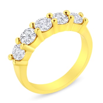 14K Yellow Gold Over Sterling Silver 1 1/2ctw Round Diamond Band Ring
(K-L Color, SI2-I1 Clarity)