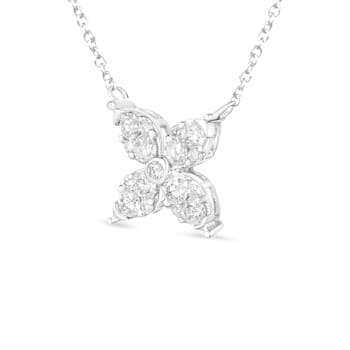 10K White Gold 1/2ctw Mixed Cut Diamond Adjustable 16-18" Inch
Necklace (I-J Color, I1-I2 Clarity)