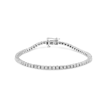 14K White Gold 1.0ctw Miracle Set Round-Cut Lab Grown Diamond Illusion
Tennis Bracelet
